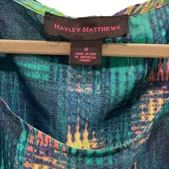 Cap Sleeve Tunic Dress | Chaotic Zigzag Pattern | Multicolor | Hayley Matthews - Picture 4 of 9